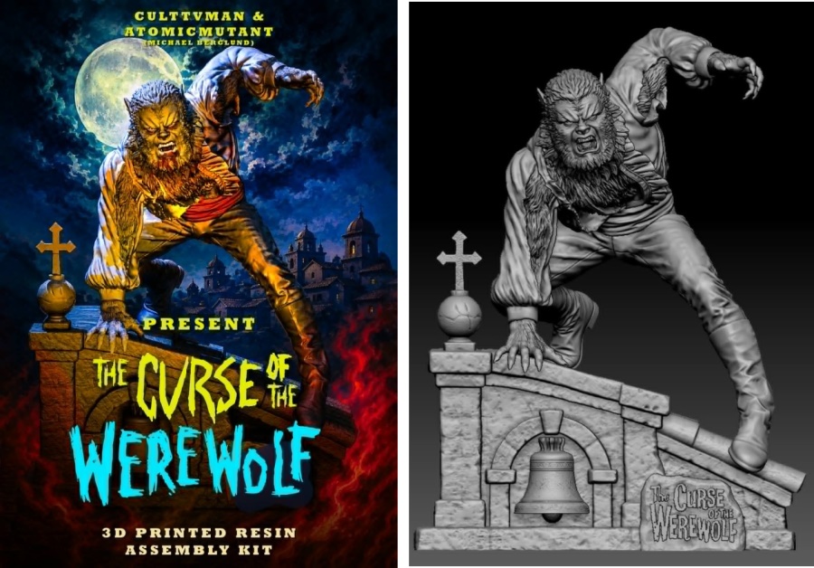 Curse of the Werwolf box cover and rendering